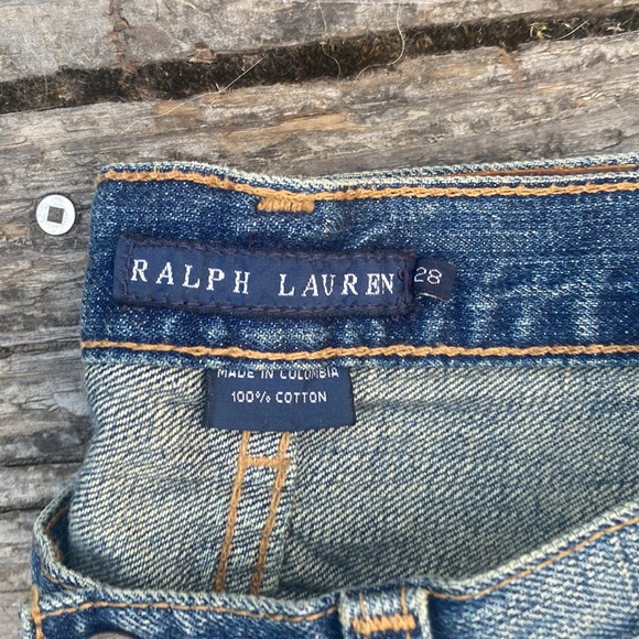 Ralph Lauren 🏇dungarees flare w/ embroidery 🧵on back pockets size 28 - Picture 4 of 10